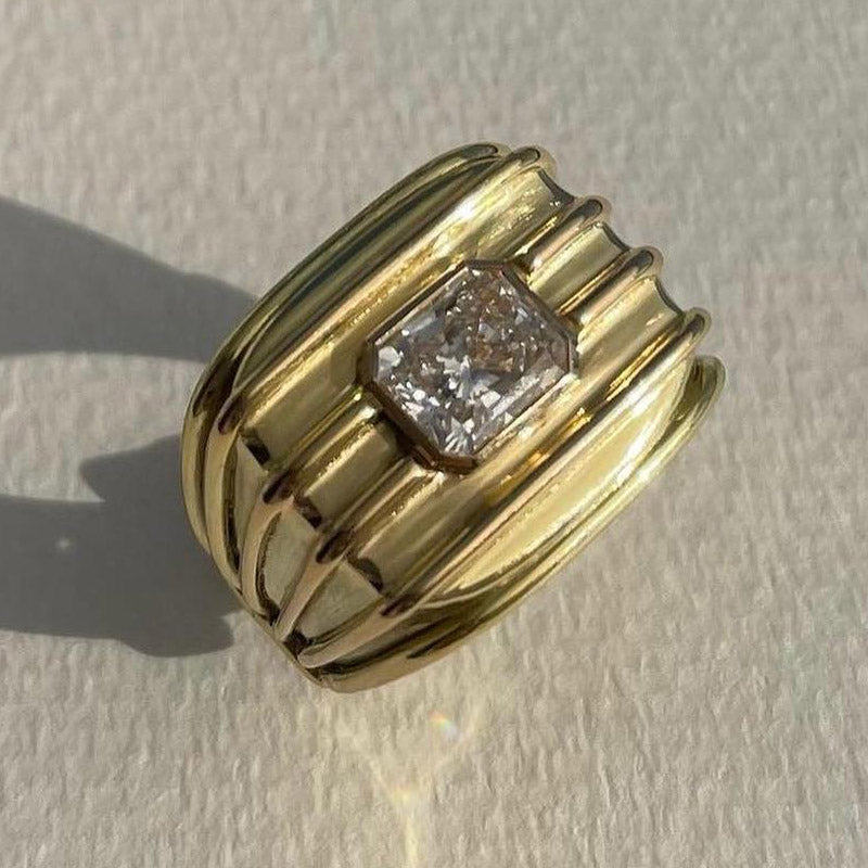 3.22ct Emerald Cut Sapphire Statement Ring-JEWELBUYS