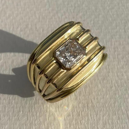 3.22ct Emerald Cut Sapphire Statement Ring-JEWELBUYS