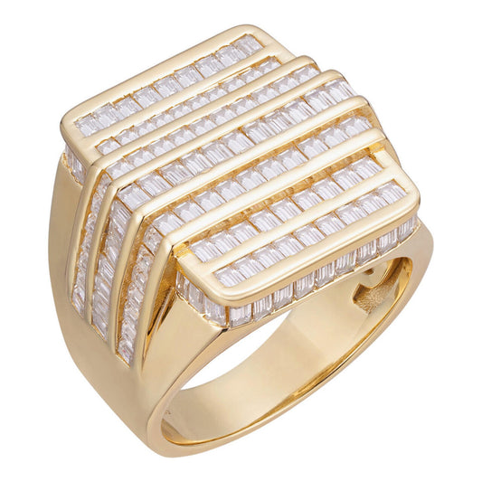 5ct Large Baguette Cut White Sapphire Modern Ring in Gold & Silver-JEWELBUYS
