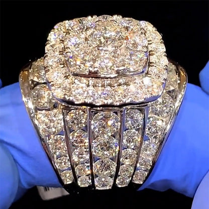 7.79Ctw Round Sapphire Giant Gemstone Engagement Ring-JEWELBUYS