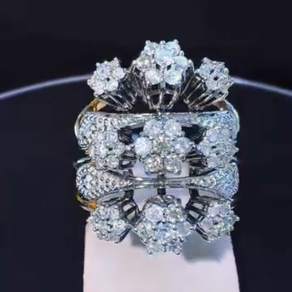 1.1Ctw Layered Flower Sapphire Ring-JEWELBUYS