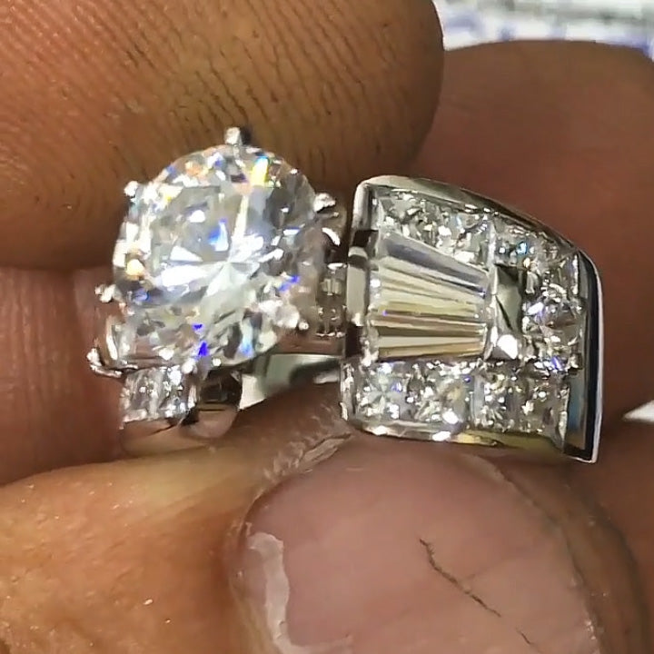 3.25Ctw Round White Sapphire Engagement Ring- JEWELBUYS