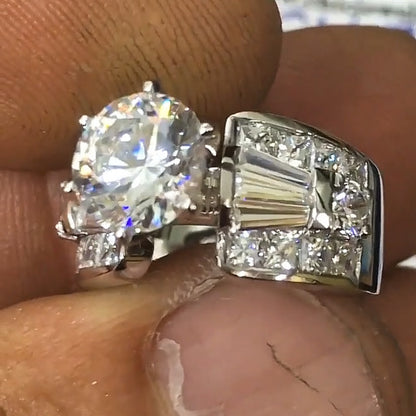 3.25Ctw Round White Sapphire Engagement Ring- JEWELBUYS