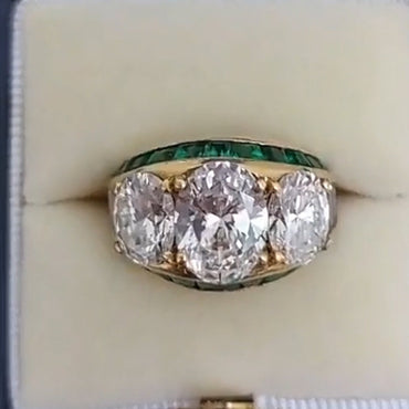 8.0Ctw Oval Cut Traditional Three Stone Sapphire Ring-JEWELBUYS