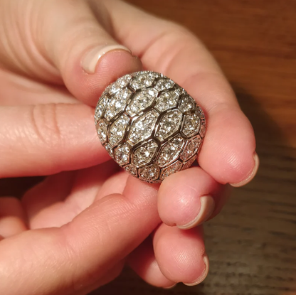 Delicate 3 ctw Round Cut White Gemstone Pavé Ring -JEWELBUYS