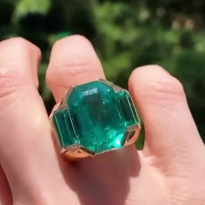 6.67ctw Emerald Cut Mystic Green Sapphire Ring-JEWELBUYS