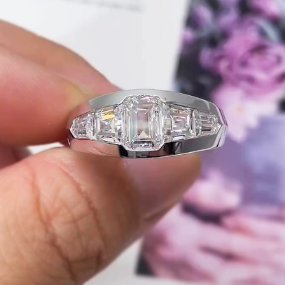 Stylish 5 ctw Octagonal Cut White Gemstone Ring -JEWELBUYS