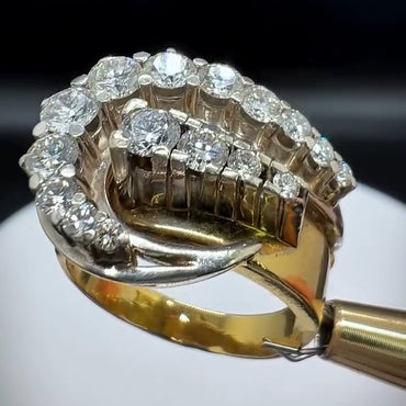 1.8ctw Vintage Style Round Sapphire Two-Tone Plated Ring - JEWELBUYS