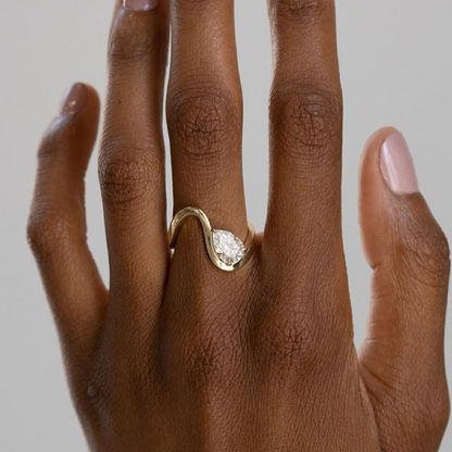Minimalist 2ct Pear Cut White Sapphire Embrace Engagement Ring-JEWELBUYS