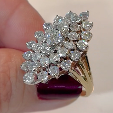 6 ctw Round Cut White Sapphire Cluster Ring -JEWELBUYS