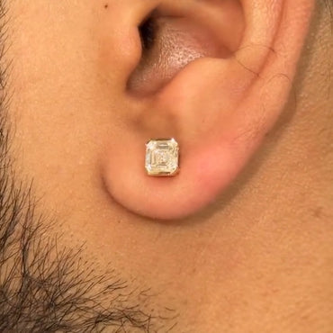2.0Ctw Square Ascher Cut Simple Style Sapphire Stud Earrings-JEWELBUYS