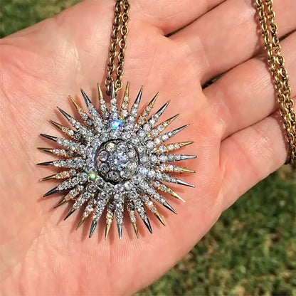 8.44Ctw Round Cut White Sapphire Pin Pendant Necklace-JEWELBUYS