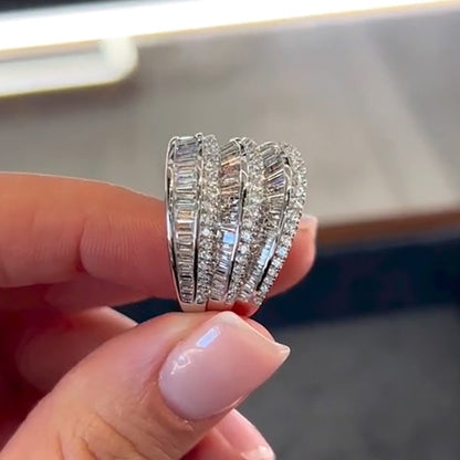 5ctw Multi-Row Fluted Gorgeous Diamond Ring - JEWELBUYS