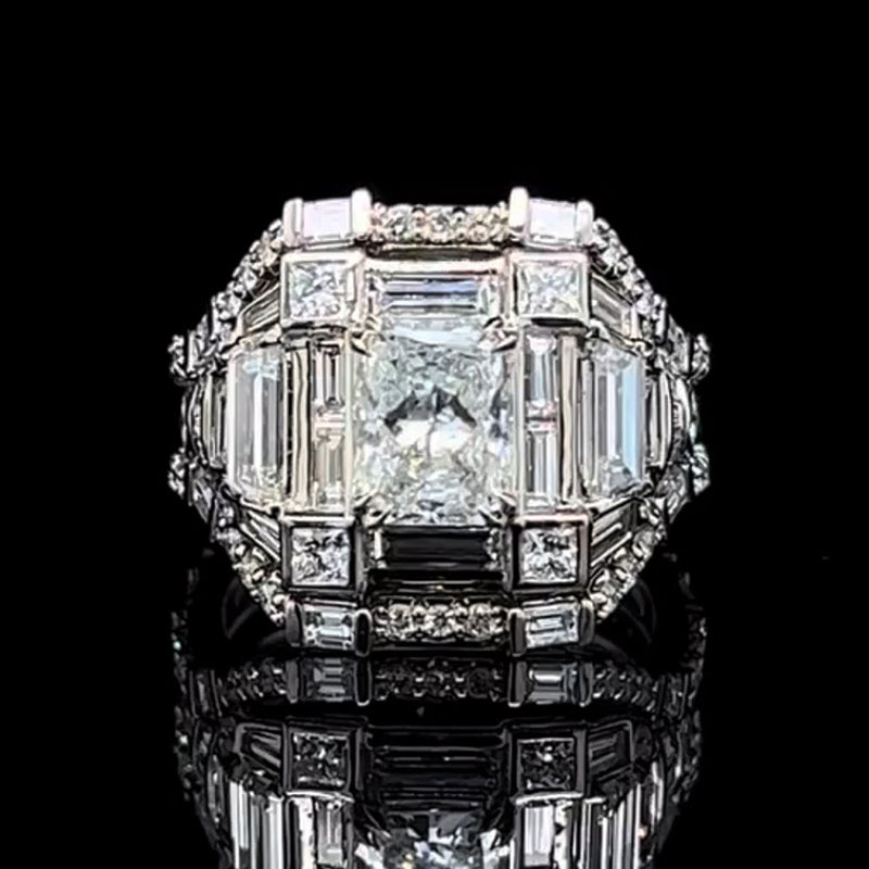 8.0ctw Multi-Cut Deluxe Pave Fine Gemstone Ring -JEWELBUYS
