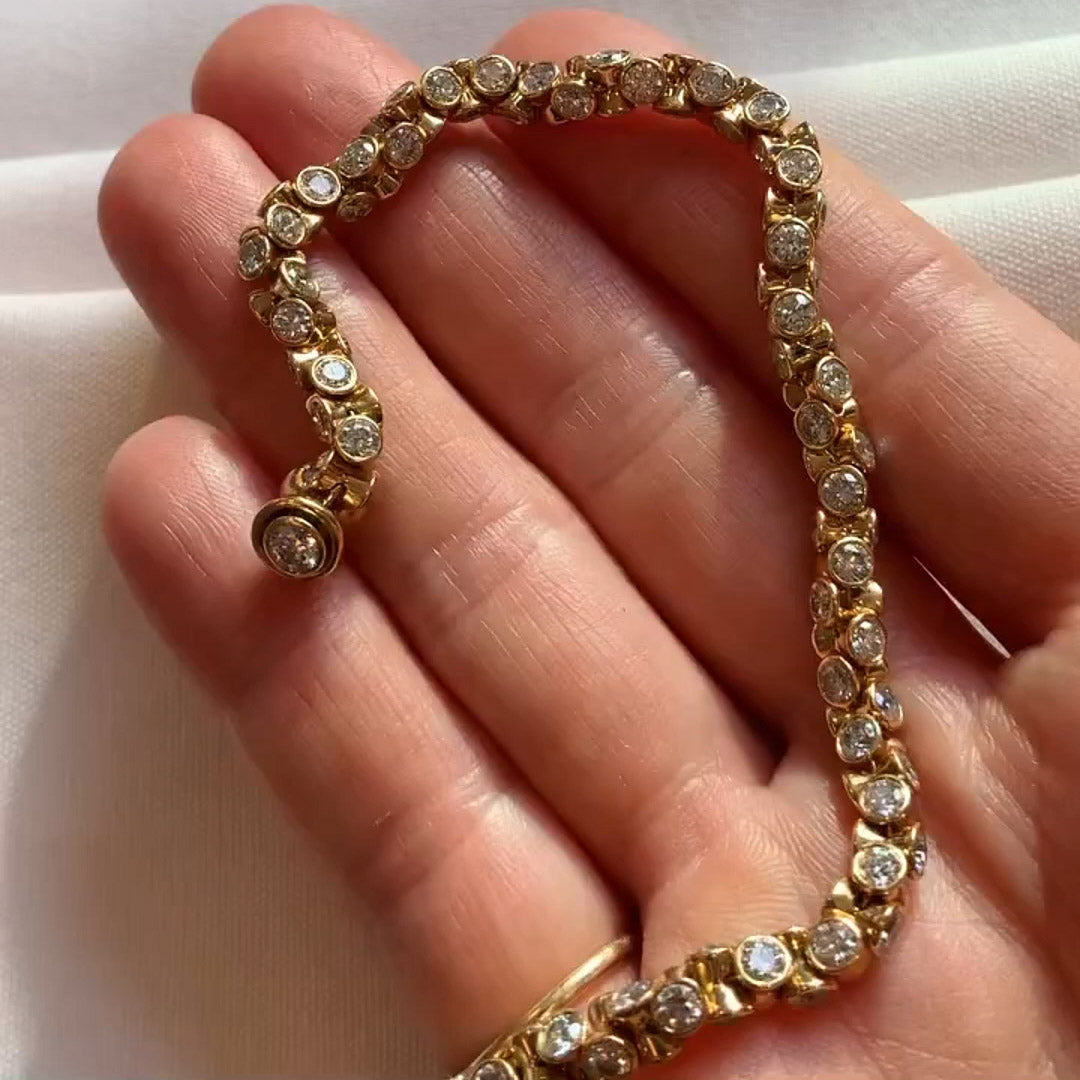 6.0ctw Round Cut Bezel Set White Sapphire 360° Tennis Bracelet - JEWELBUYS