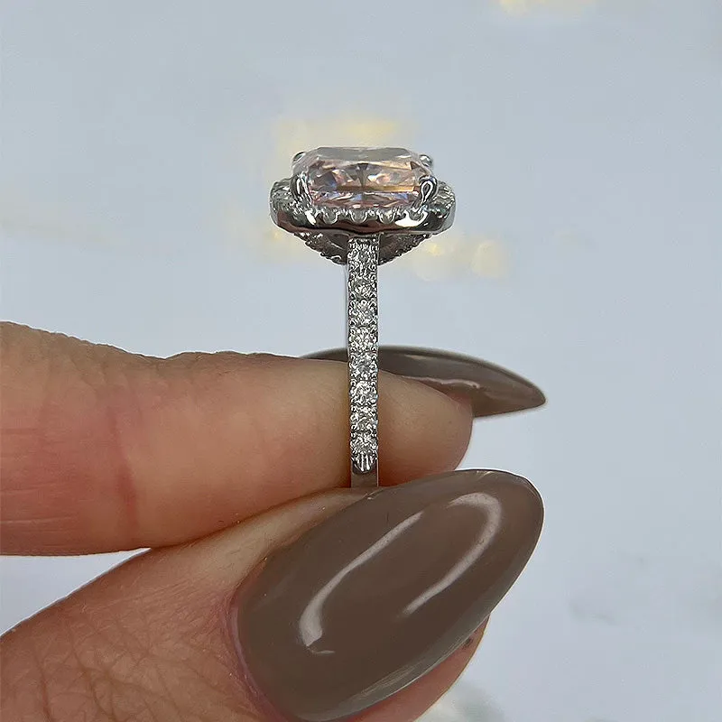 Classic 3ct Radiant Cut Pink Sapphire Engagement Ring-JEWELBUYS