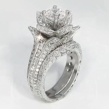 6.0ctw Round Cut Blooming Flower Diamond Engagement Ring -JEWELBUYS