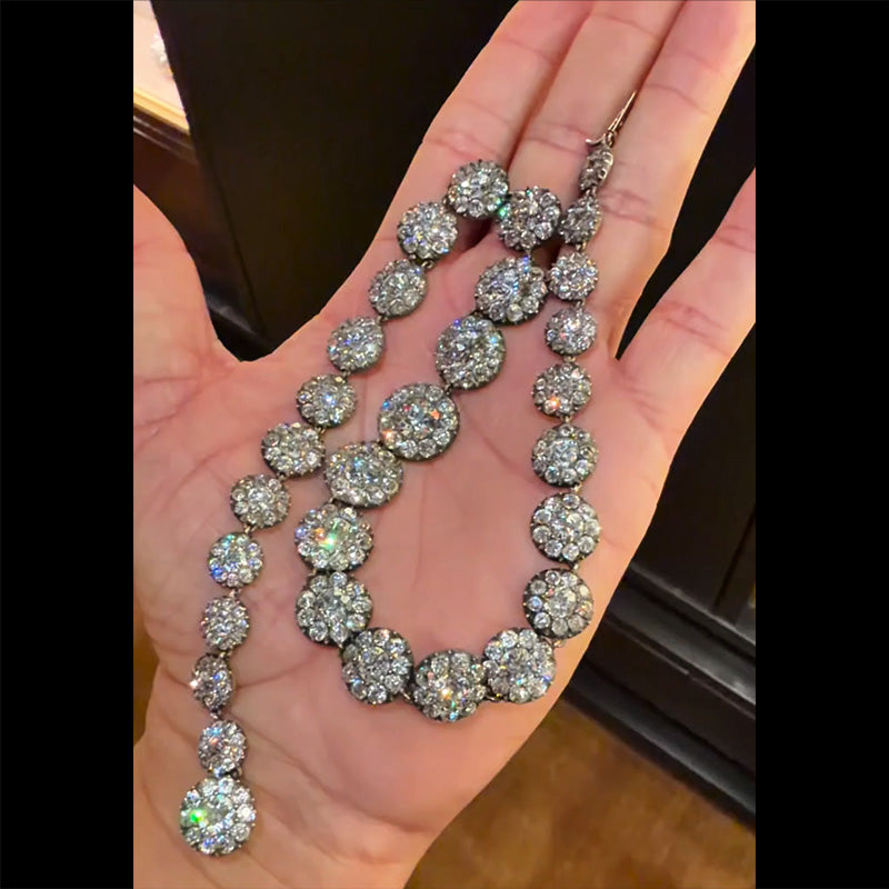 30Ctw Floral Pattern Necklace with Multiple Small Sapphires-JEWELBUYS