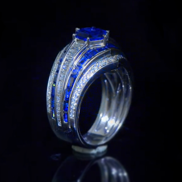 Vintage 5 ctw Hexagonal Cut Sapphire Ring for Men and Women -JEWELBUYS