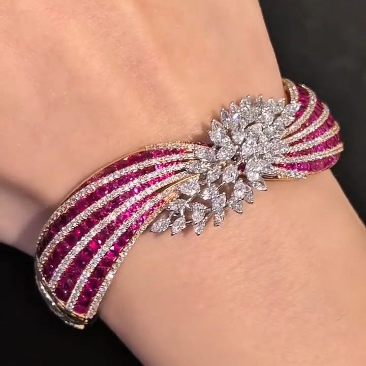 Elegant ruby side ring and bracelet-JEWELBUYS