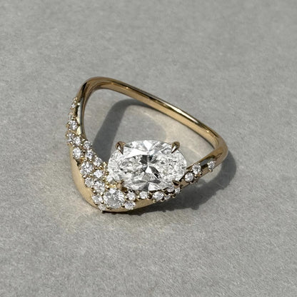 3.0Ctw Oval-cut Sapphire Wave Sculpture Engagement Ring-JEWELBUYS