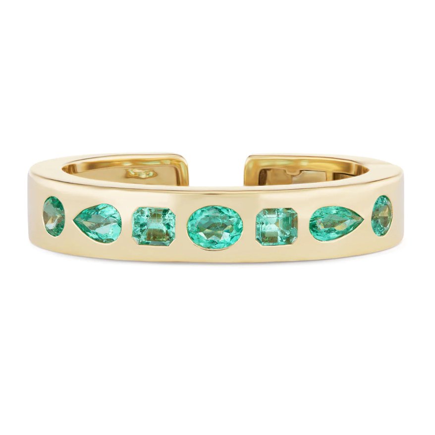 Flush Set 12ctw Multi-Cut Emerald Sapphire Bracelet - JEWELBUYS