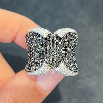 3.75ctw Round Cut Black and White Sapphire Ring-JEWELBUYS