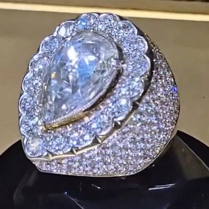 7.1Ctw Pear Lace White Sapphire Engagement Ring-JEWELBUYS