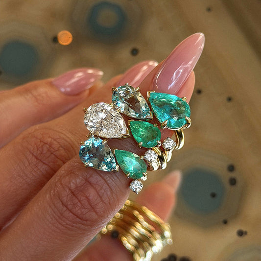 5.26ctw Pear-Cut Multicolor Sapphire Dream Stackable Ring-JEWELBUYS