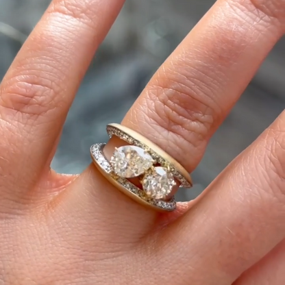 Perfect 4ct Round & Pear Cut White Sapphire Women's Engagement Ring in Gold-JEWELBUYS