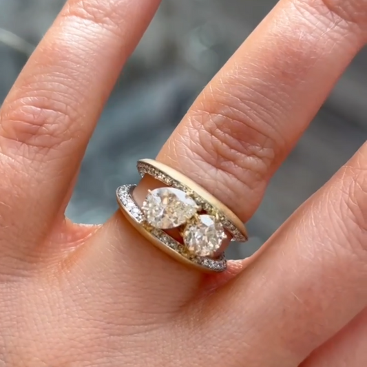Perfect 4ct Round & Pear Cut White Sapphire Women's Engagement Ring in Gold-JEWELBUYS