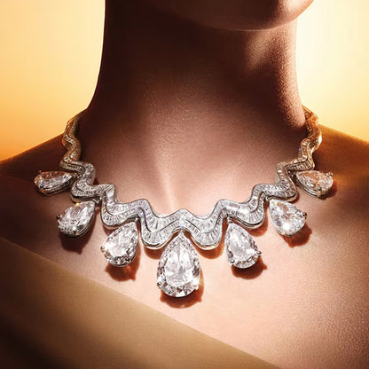 140Ctw Pear-shaped Cut Exquisite Luxury Sapphire Art Necklace-JEWELBUYS