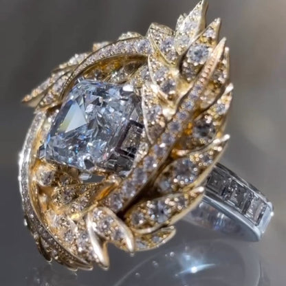 5.05ctw Square Cut White Sapphire Wheat Theme Ring-JEWELBUYS