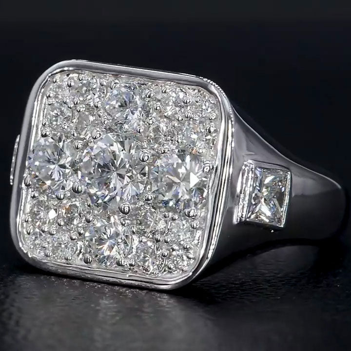 Modern Style 4.1ctw Round Cut Cluster Sapphire Ring - JEWELBUYS