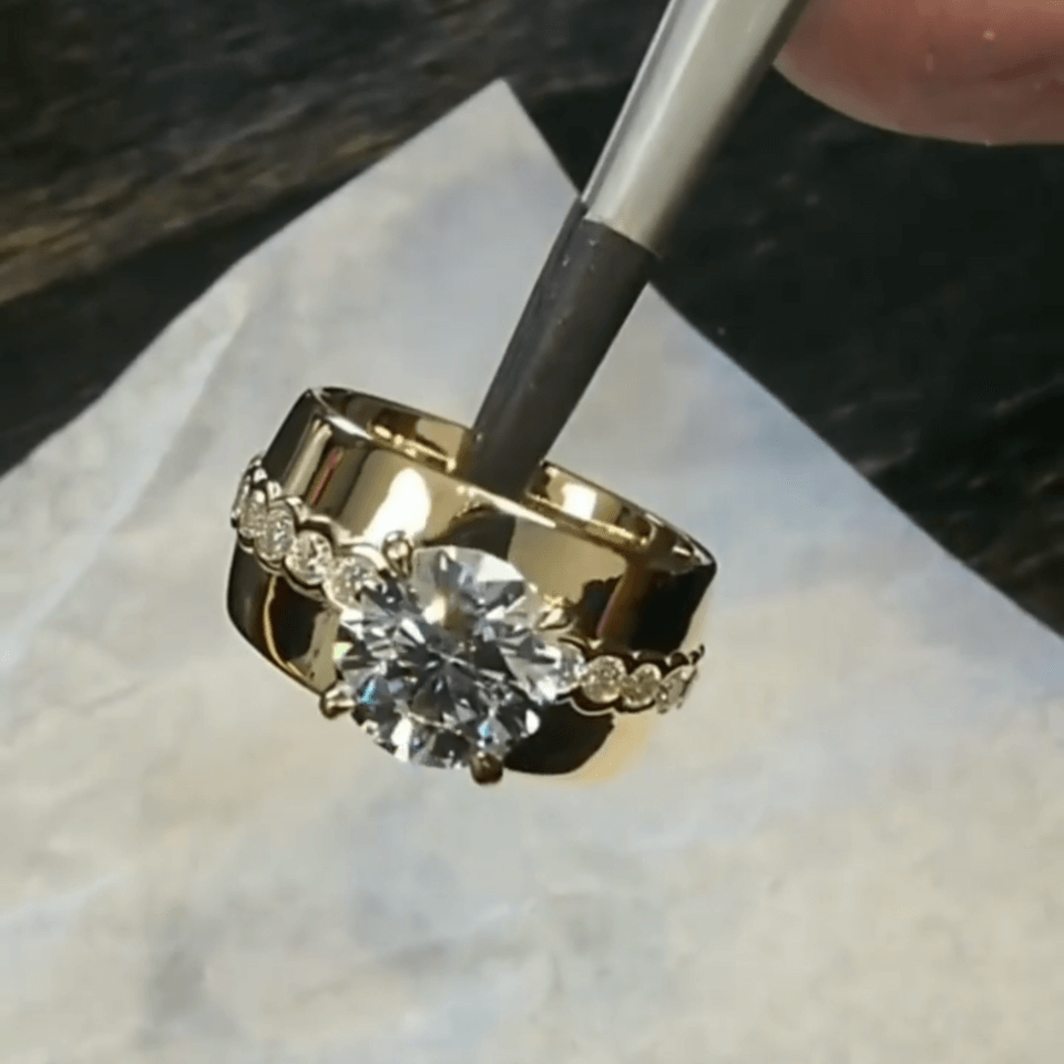 4ct Classic Round Cut White Sapphire Wide Engagement Ring in Gold-JEWELBUYS