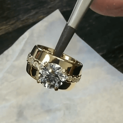 4ct Classic Round Cut White Sapphire Wide Engagement Ring in Gold-JEWELBUYS