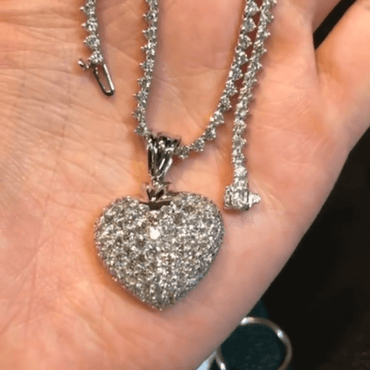 6ct Round Cut White Sapphire Heart Pendant Necklace-JEWELBUYS