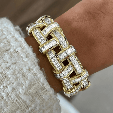 Art Deco 26.3ctw Emerald Cut White Sapphire Bracelet-JEWELBUYS