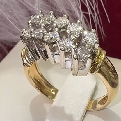 1.27ctw Round Double Row White Sapphire Vintage Ring- JEWELBUYS