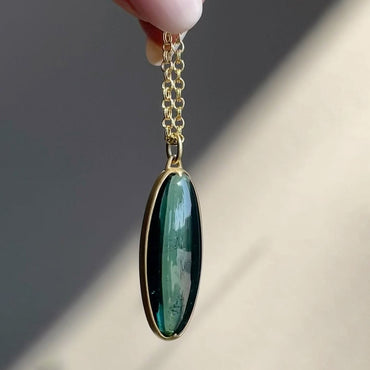 Elegant Green Tourmaline Pendant Earrings and Necklace-JEWELBUYS