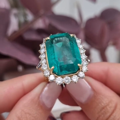 21Ctw Colombian Emerald and Sapphire Ring-JEWELBUYS
