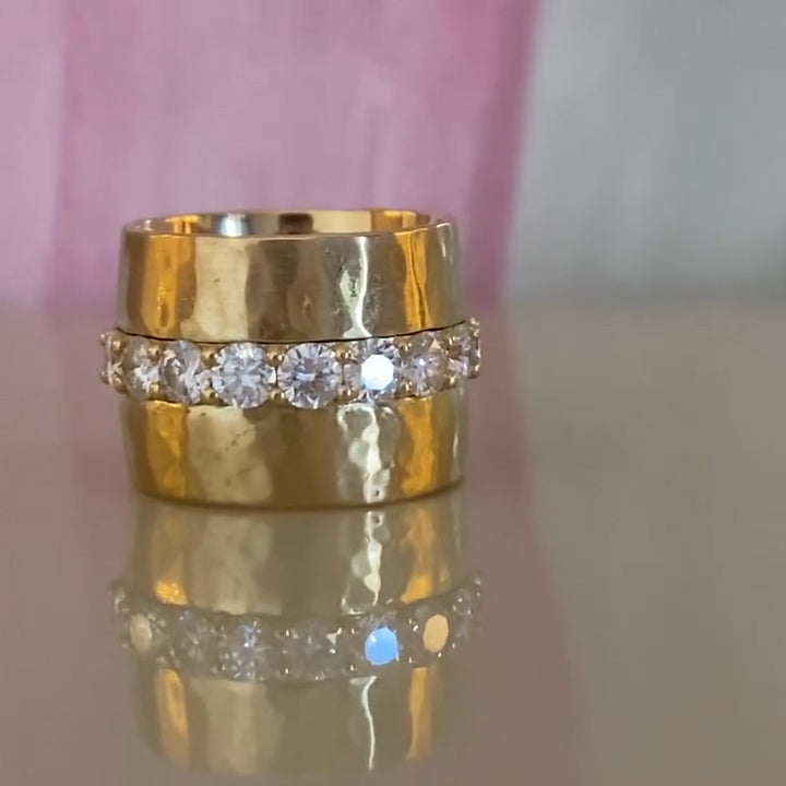 3.0Ctw Wide Gold Sapphire Eternity Ring-JEWELBUYS