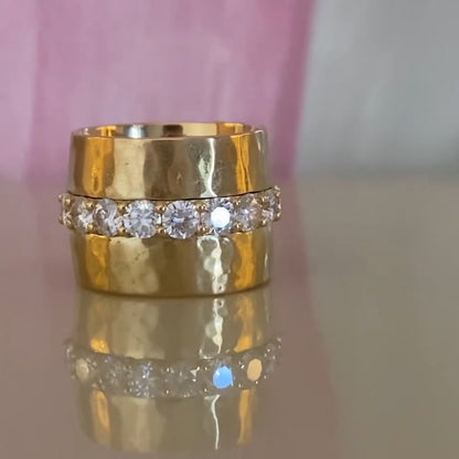3.0Ctw Wide Gold Sapphire Eternity Ring-JEWELBUYS