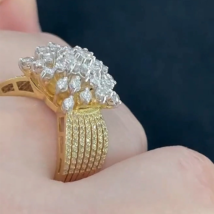 1.2Ctw White Sapphire Cluster Flower Ring-JEWELBUYS