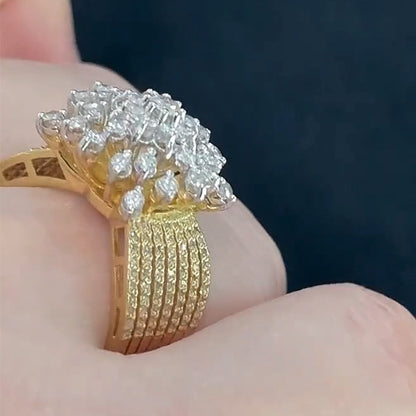 1.2Ctw White Sapphire Cluster Flower Ring-JEWELBUYS