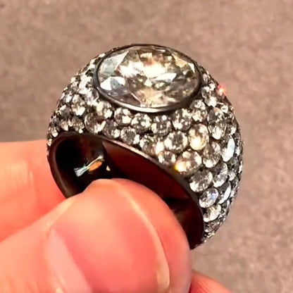 7.4Ctw Round Setting Bezel Setting Sparkling Engagement Ring-JEWELBUYS