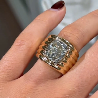 7.2Ct cushion-shaped floral single sapphire wide engagement ring-JEWELBUYS