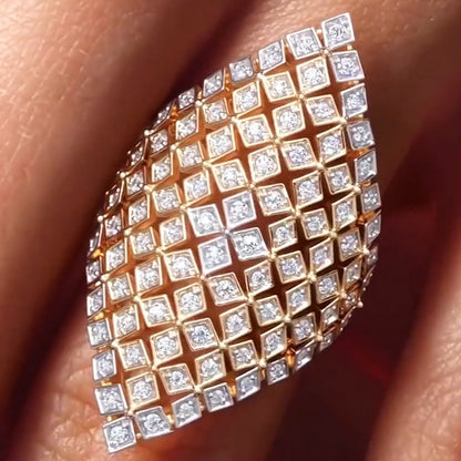 2.4ctw Round Cut White Sapphire Two Tone Pave Setting Ring-JEWELBUYS