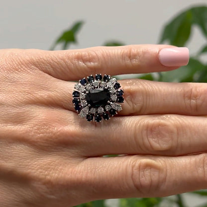 3ct Cushion Cut Black diamond Cocktail Ring - JEWELBUYS