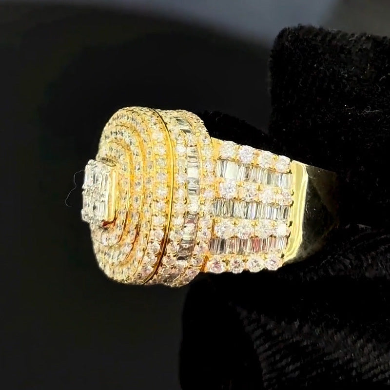 5.57ctw Full Ice Baguette and Round Sapphire Ring-JEWELBUYS